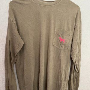 Victoria's Secret PINK Brown Long Sleeve Tee